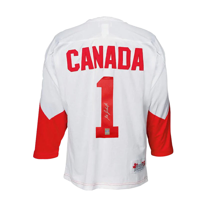 Ed Johnston Signed Team Canada 1972 Summit Series Away White Jersey - Heritage Hockey™