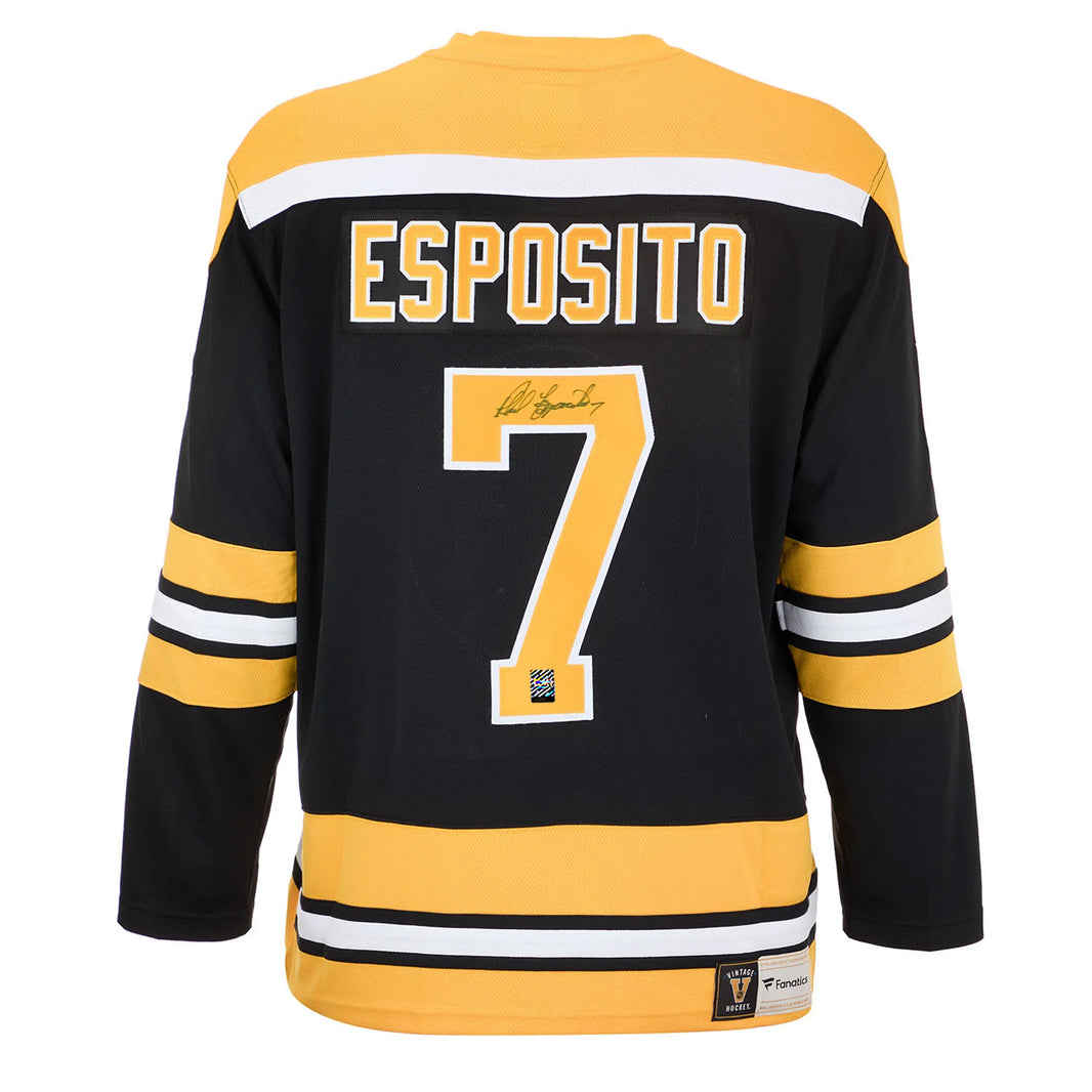 Phil Esposito Signed Boston Bruins Fanatics Vintage Black Jersey - Heritage Hockey™