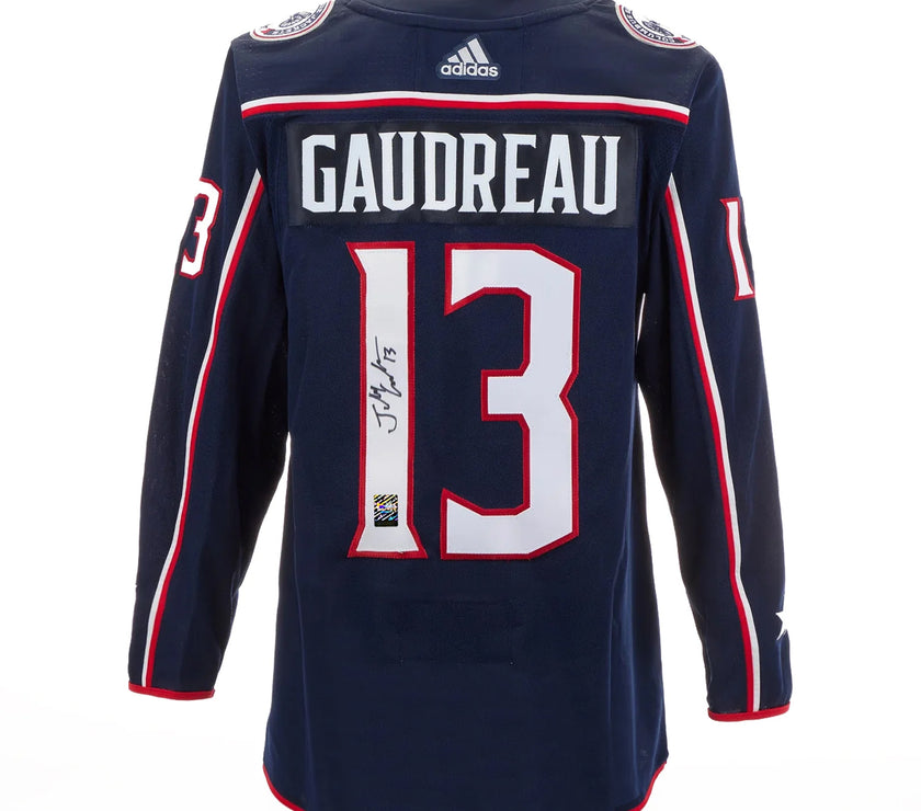 Johnny Gaudreau Signed Columbus Blue Jackets Adidas Pro Home Navy Jersey