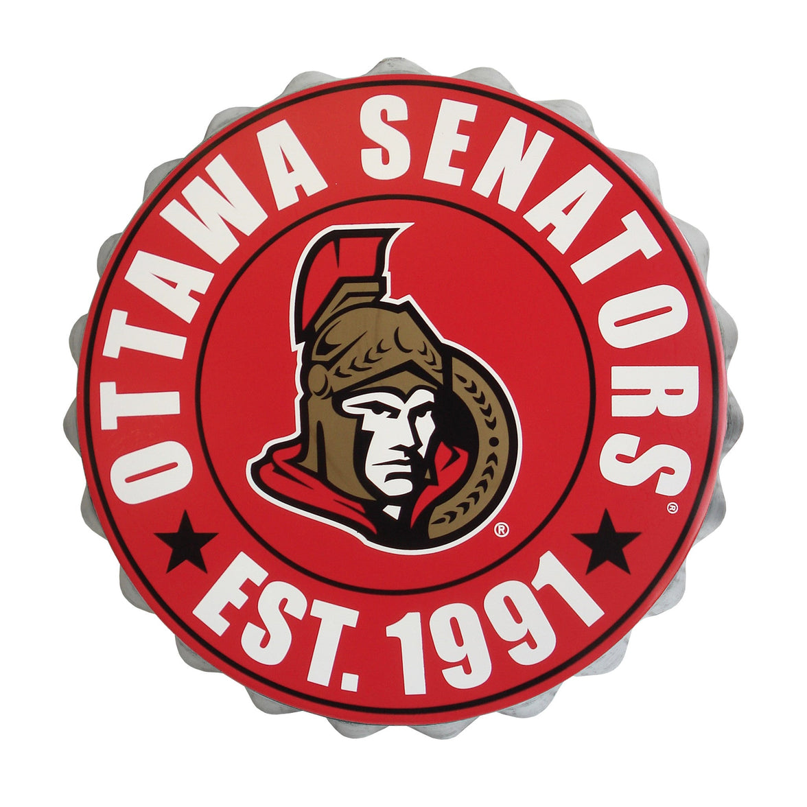 Ottawa Senators NHL Bottle Cap Wall Logo