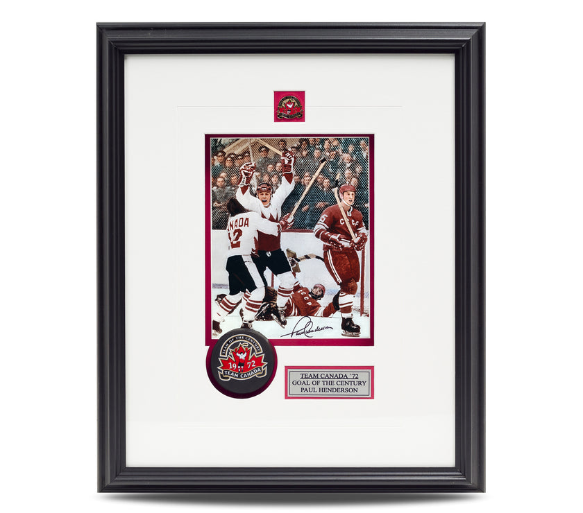 Paul Henderson Signed 'The Goal' 8x10 Colour Photo with Puck