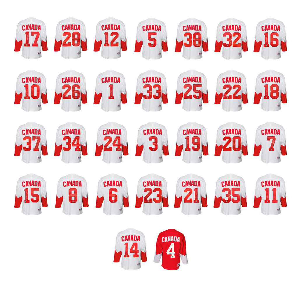 Complete Set of 30 Autographed Team Canada 1972 Summit Series Jerseys