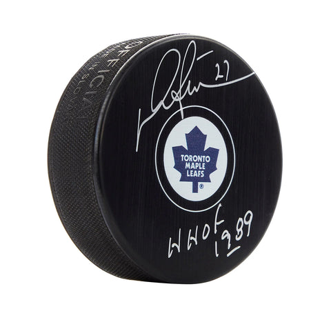 Darryl Sittler Signed Toronto Maple Leafs Puck with HOF Note