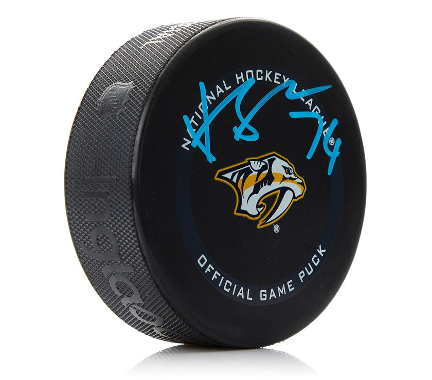 Juuse Saros Signed Nashville Predators Official Game Puck