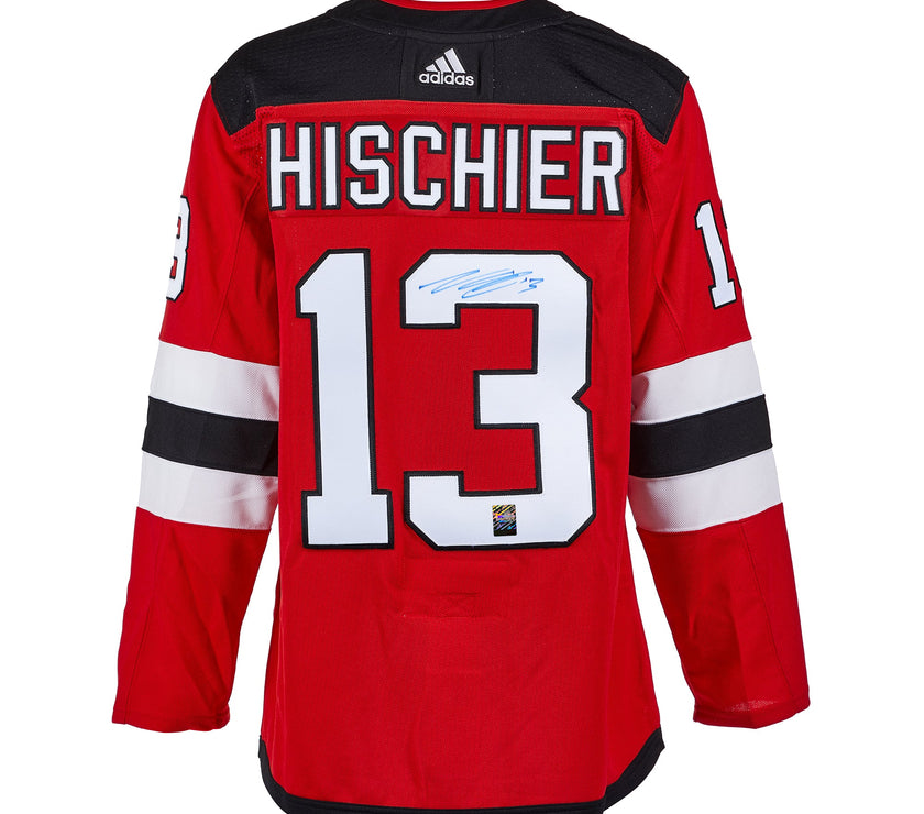 Nico Hischier Signed New Jersey Devils Adidas Pro Home Red Jersey