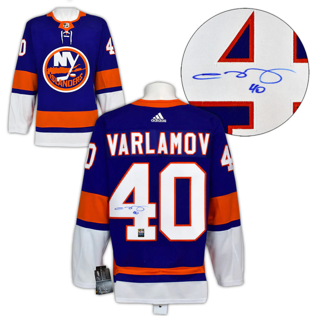 Semyon Varlamov Signed New York Islanders Adidas Pro Home Blue Jersey