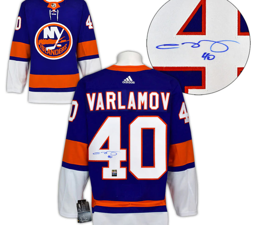 Semyon Varlamov Signed New York Islanders Adidas Pro Home Blue Jersey
