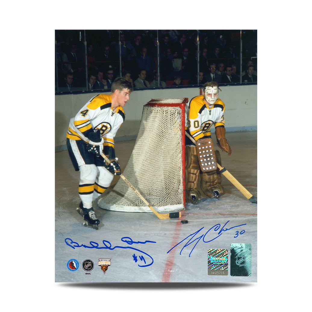 Bobby Orr & Gerry Cheevers Dual Signed Boston Bruins Legends 8X10 Photo - Heritage Hockey™