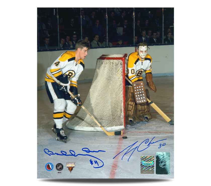 Bobby Orr & Gerry Cheevers Dual Signed Boston Bruins Legends 8X10 Photo - Heritage Hockey™
