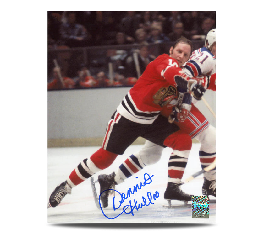 Dennis Hull Signed Chicago Blackhawks Vintage Hockey 8X10 Photo