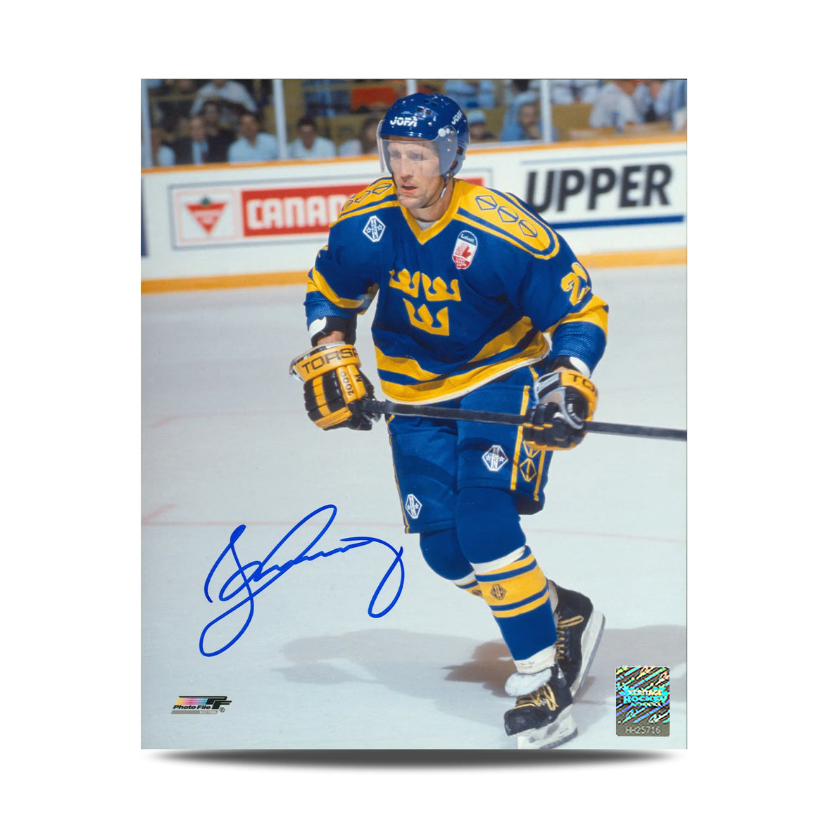 Borje Salming Signed Team Sweden Canada Cup Tournament 8X10 Photo