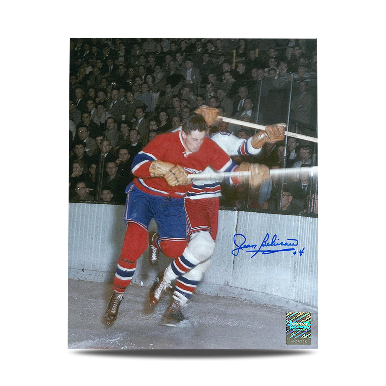 Jean Beliveau Signed Montreal Canadiens Checking 8X10 Photo