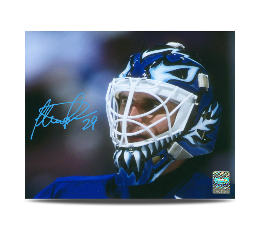 Felix Potvin Signed Toronto Maple Leafs Mask Close-Up 8X10 Photo