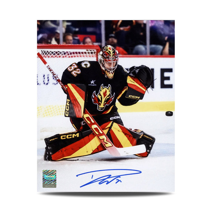 Dustin Wolf Signed Calgary Flames Glove Save 8X10 Photo