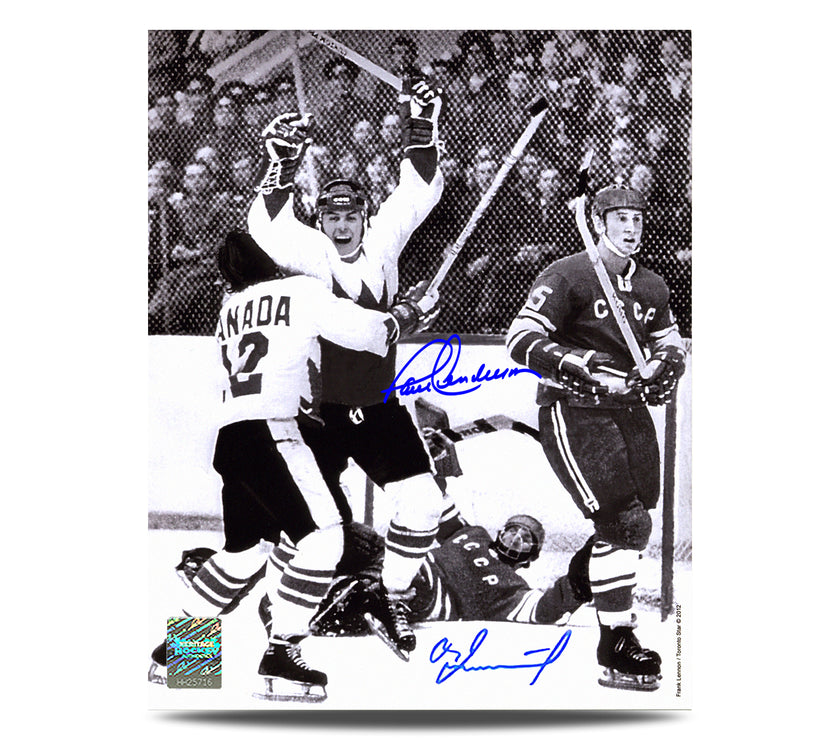 Paul Henderson & Vladimir Tretiak Dual Signed 1972 Summit Series Goal of the Century 8X10 Photo - Heritage Hockey™