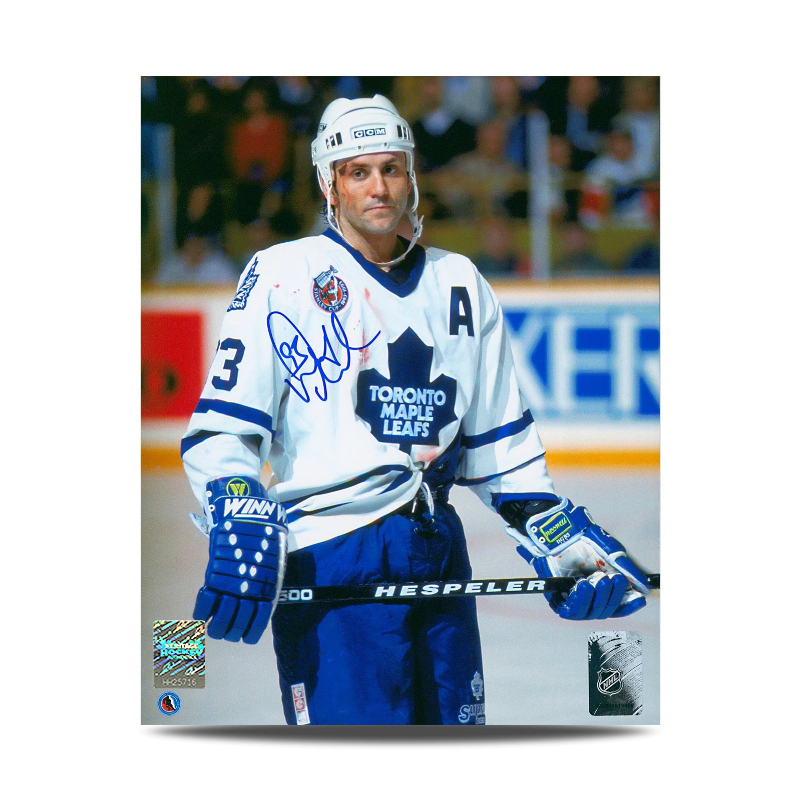 Doug Gilmour Signed Toronto Maple Leafs Bloody Warrior 8X10 Photo - Heritage Hockey™