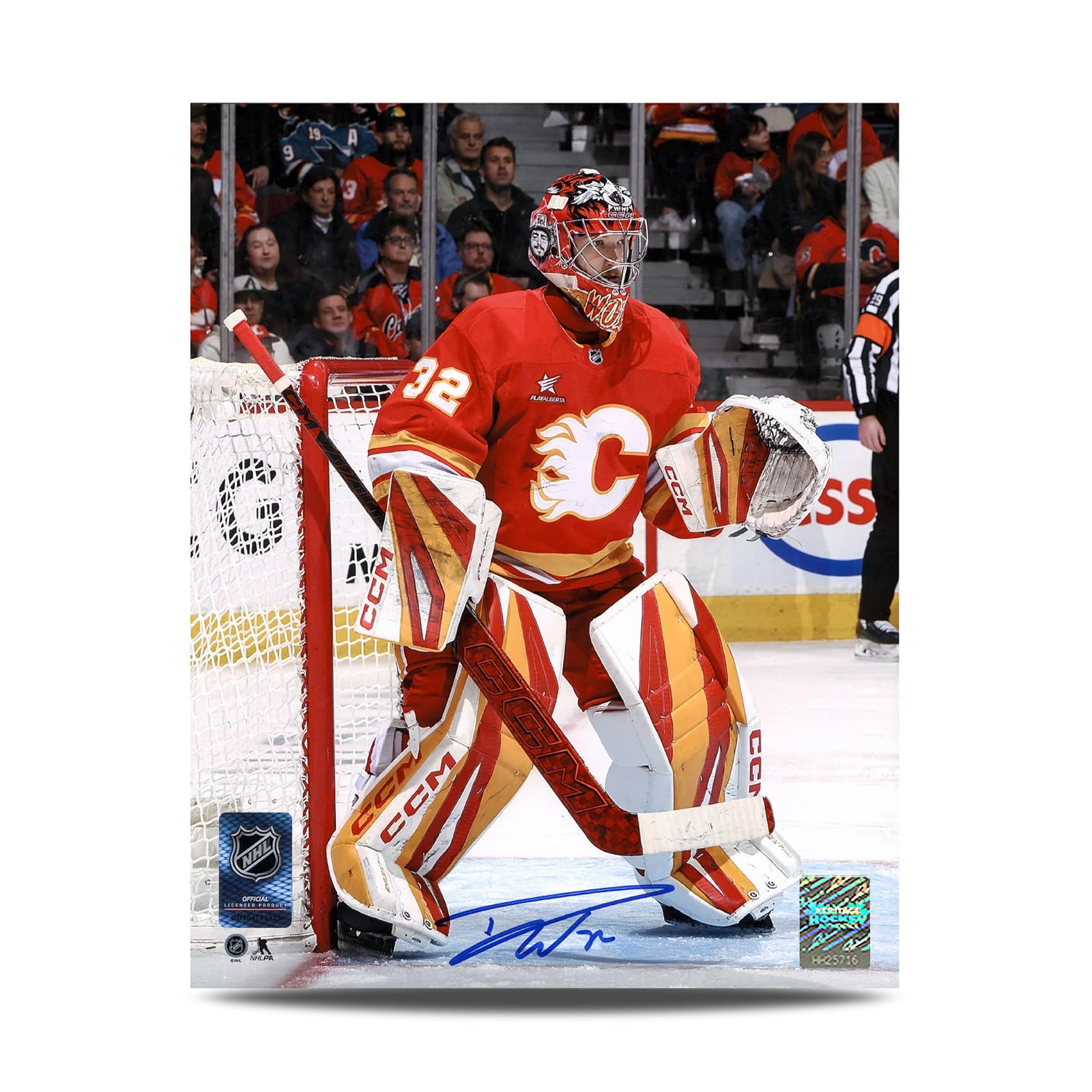 Dustin Wolf Signed Calgary Flames Goalie 8X10 Photo