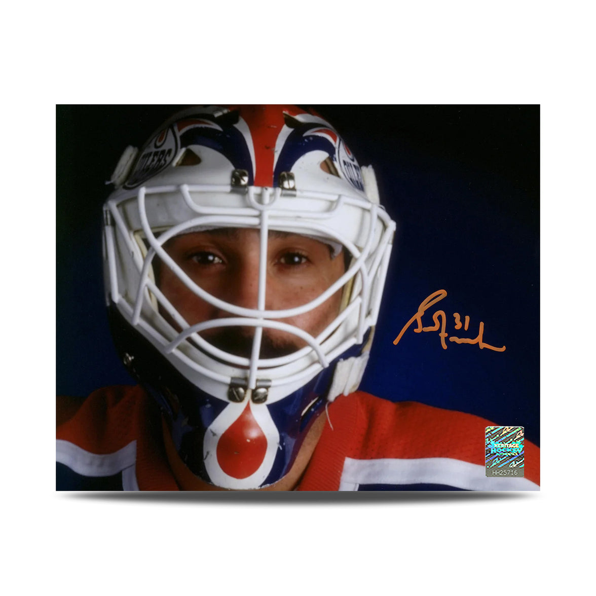 Grant Fuhr Signed Edmonton Oilers Mask Close-Up 8X10 Photo