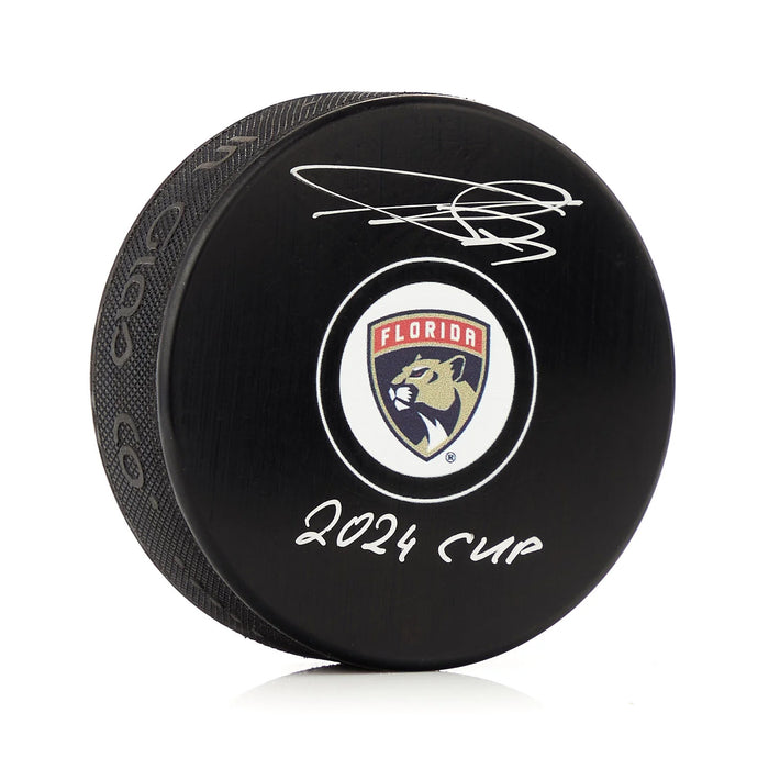 Sergei Bobrovsky Signed Florida Panthers Puck with 2024 Cup Note