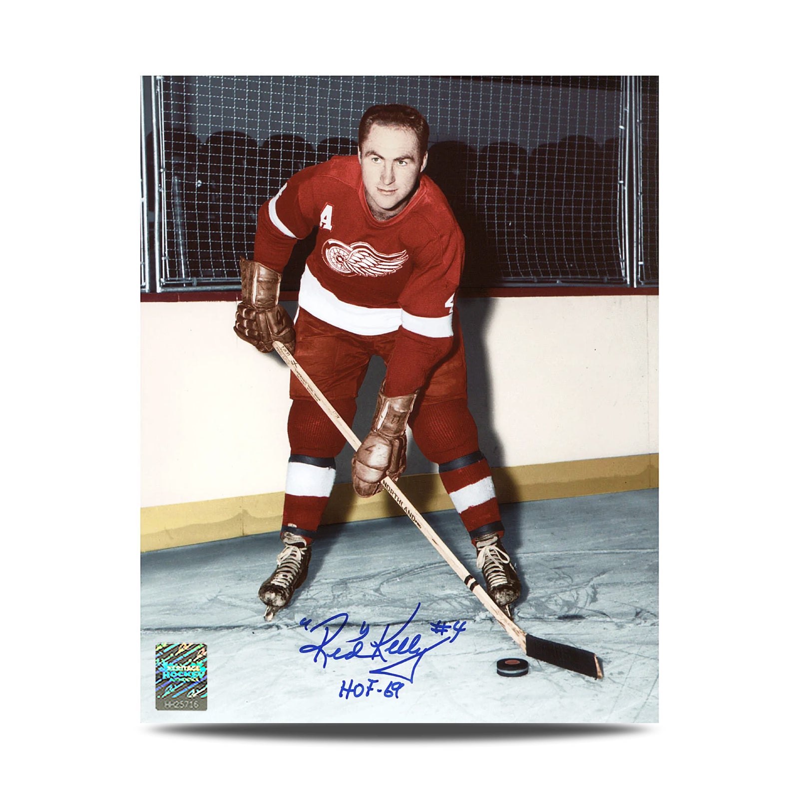 Red Kelly Signed Detroit Red Wings Original Six 8X10 Photo with HOF Note