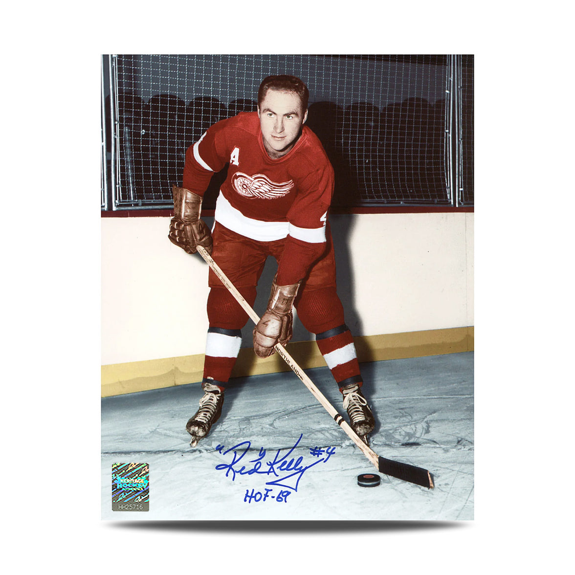 Red Kelly Signed Detroit Red Wings Original Six 8X10 Photo with HOF Note