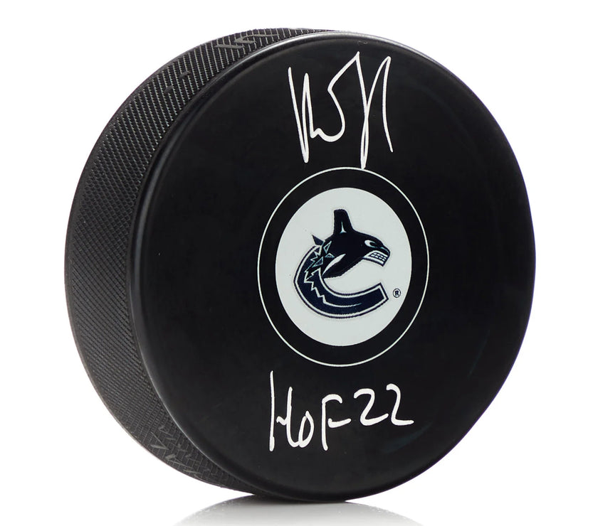 Roberto Luongo Signed Vancouver Canucks Puck with HOF Note