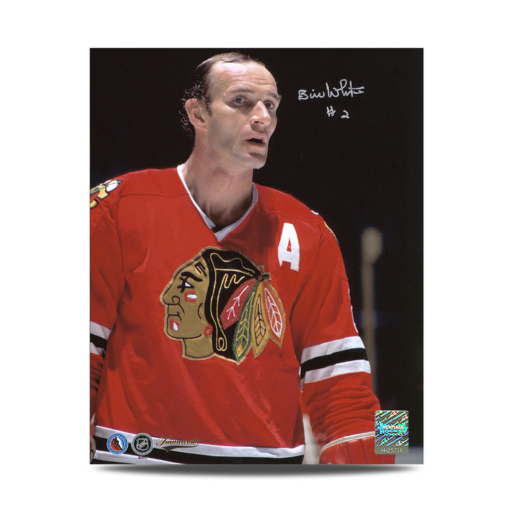 Bill White Signed Chicago Blackhawks Close-Up 8X10 Photo