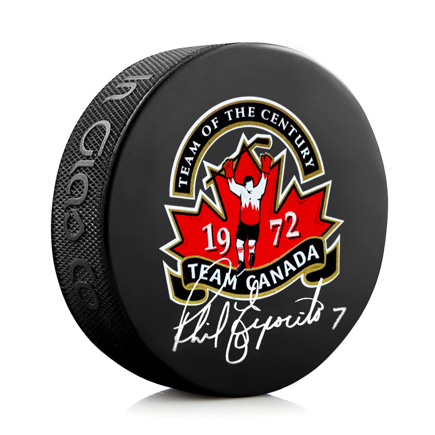 Phil Esposito Signed Team Canada 1972 Summit Series Puck - Heritage Hockey™