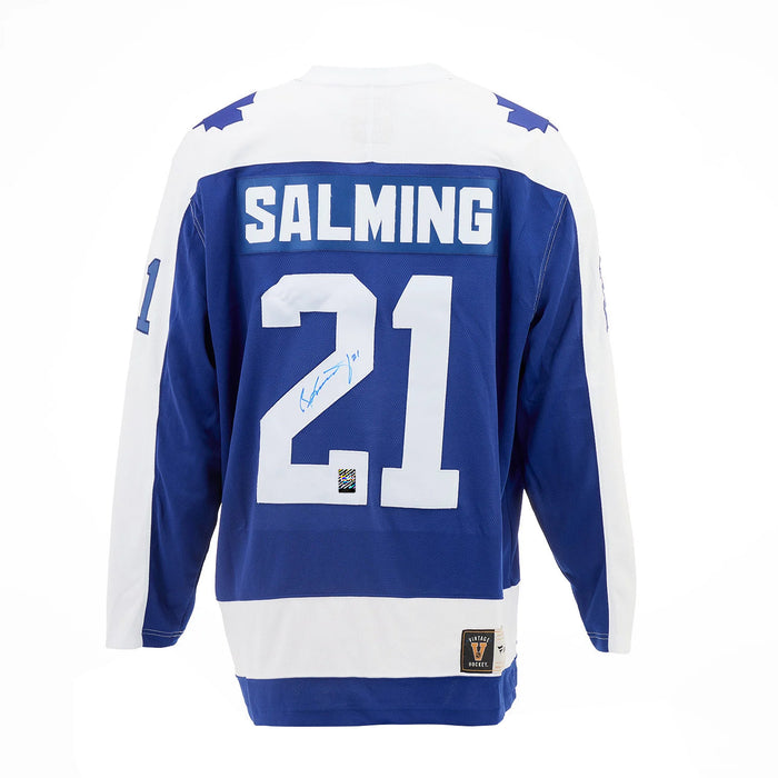 Börje Salming Signed Toronto Maple Leafs Fanatics Vintage Blue Jersey