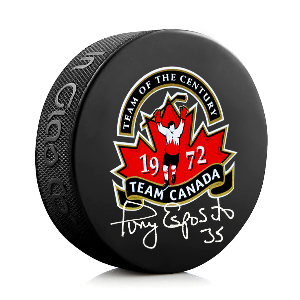 Tony Esposito Signed Team Canada 1972 Summit Series Puck - Heritage Hockey™