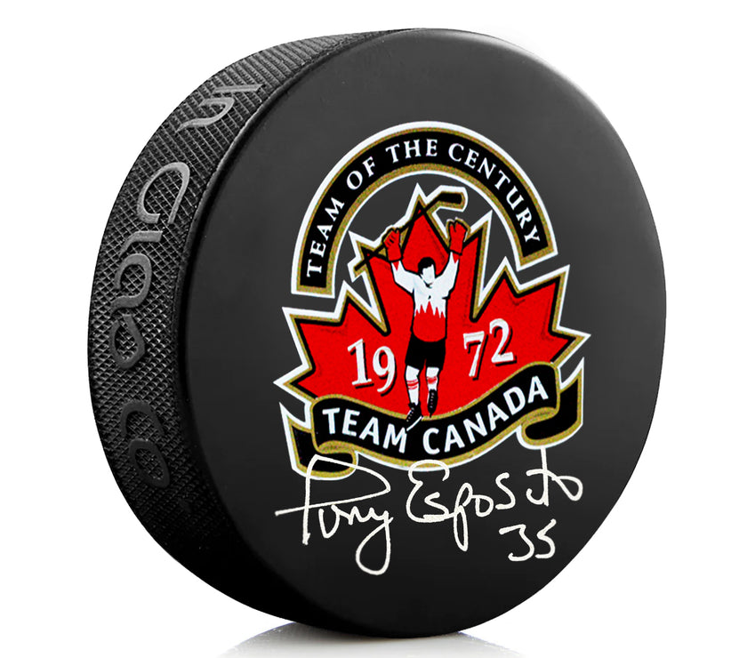 Tony Esposito Signed Team Canada 1972 Summit Series Puck - Heritage Hockey™