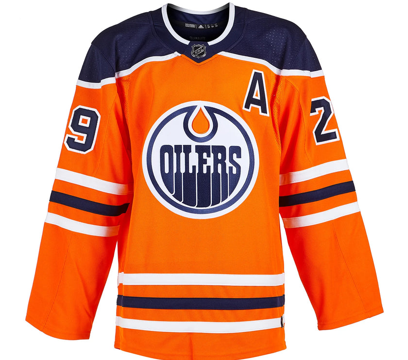 Leon Draisaitl Signed Edmonton Oilers Adidas Pro Home Orange Jersey