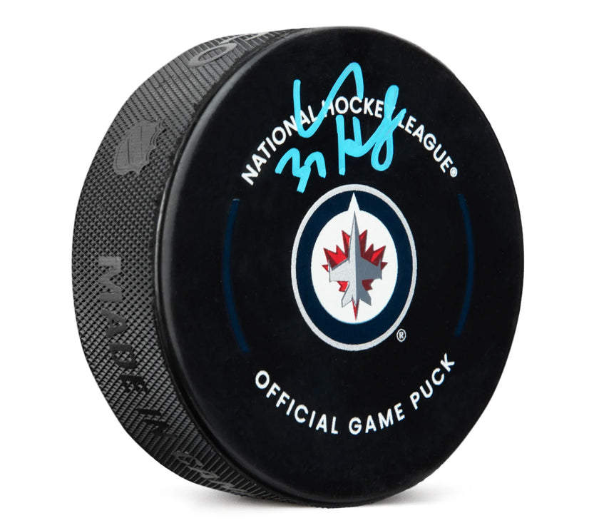 Connor Hellebuyck Signed Winnipeg Jets Official Game Puck