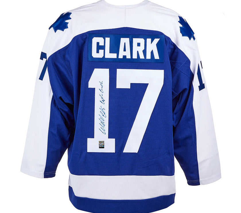 Wendel Clark Signed & Inscribed Toronto Maple Leafs Mitchell & Ness Blue Jersey