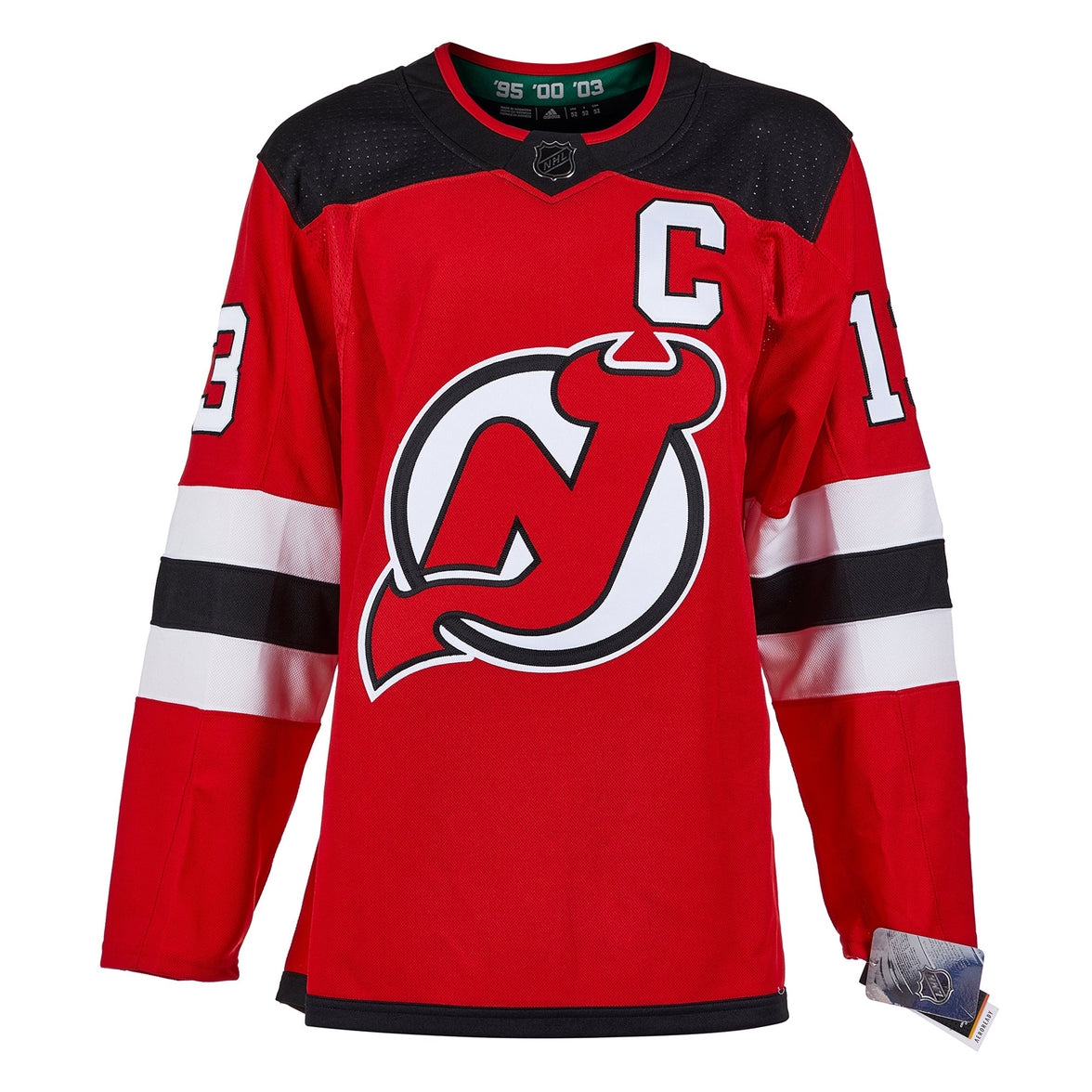 Nico Hischier Signed New Jersey Devils Adidas Pro Home Red Jersey