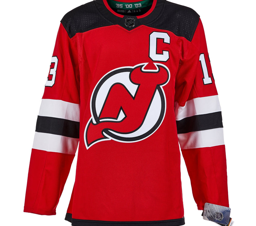 Nico Hischier Signed New Jersey Devils Adidas Pro Home Red Jersey