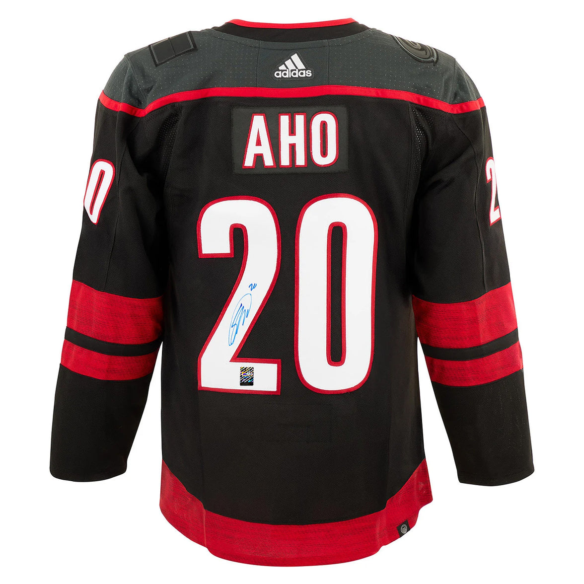 Sebastian Aho Signed Carolina Hurricanes Adidas Pro Home Black Jersey