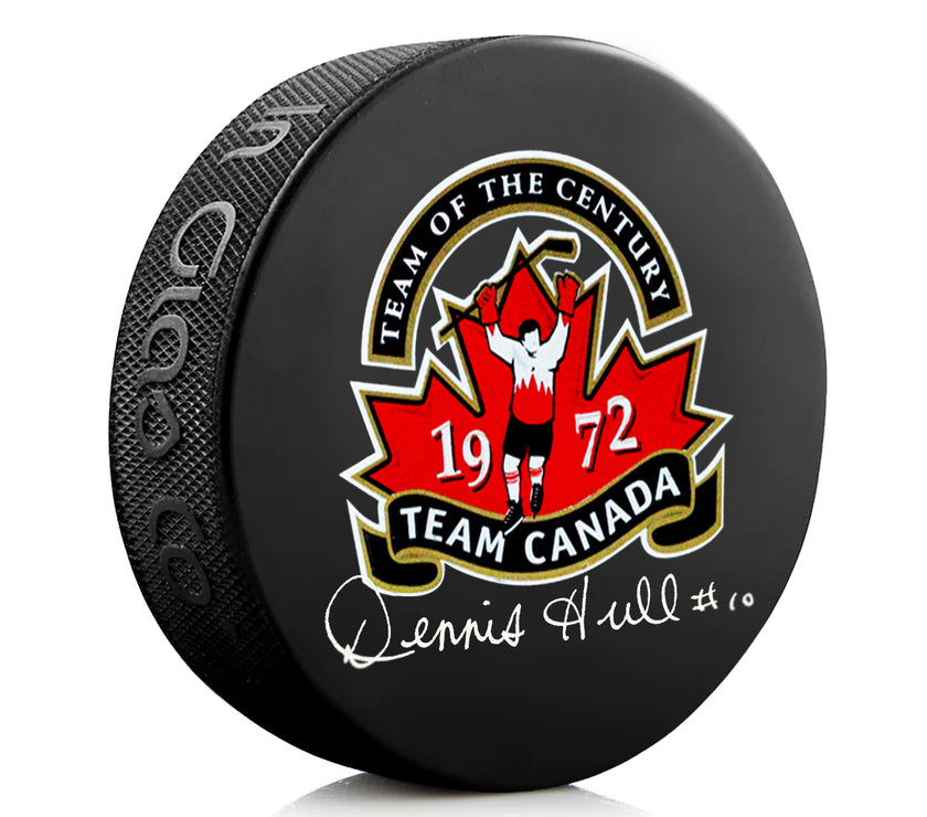 Dennis Hull Signed Team Canada 1972 Summit Series Puck - Heritage Hockey™