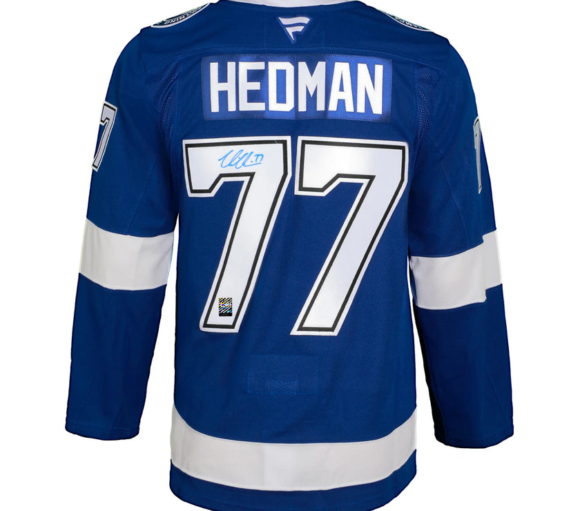 Victor Hedman Signed Tampa Bay Lightning Fanatics Premium Home Blue Jersey