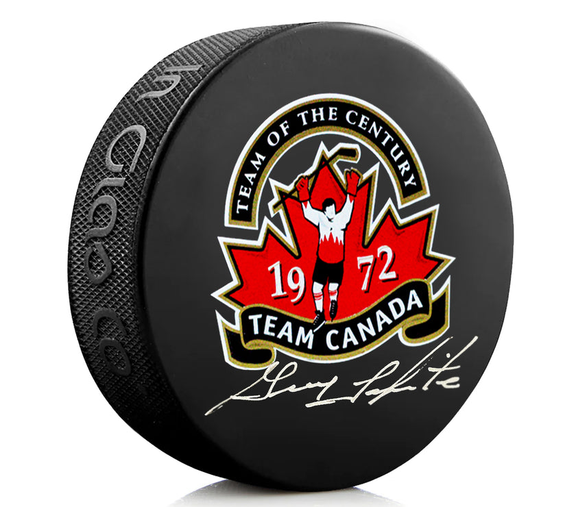Guy Lapointe Signed Team Canada 1972 Summit Series Puck - Heritage Hockey™