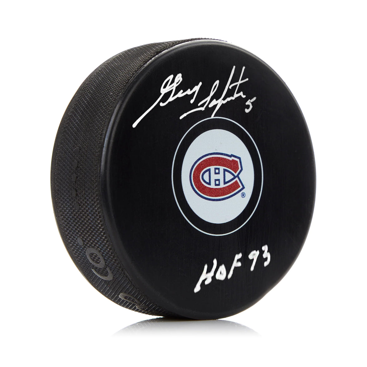 Guy Lapointe Signed Montreal Canadiens Puck with HOF Note
