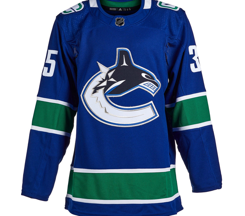 Thatcher Demko Signed Vancouver Canucks Adidas Pro Home Blue Jersey