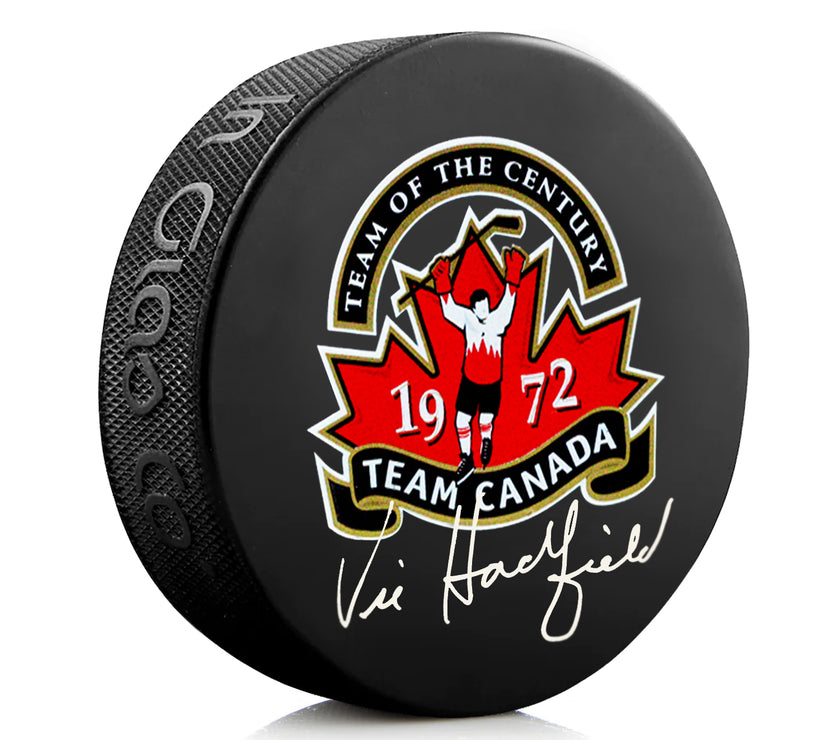 Vic Hadfield Signed Team Canada 1972 Summit Series Puck - Heritage Hockey™