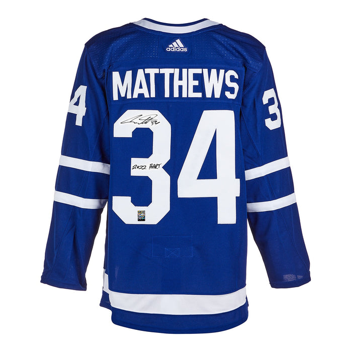 Auston Matthews Signed Toronto Maple Leafs Adidas Pro Home Blue Jersey with 2022 Hart Inscription