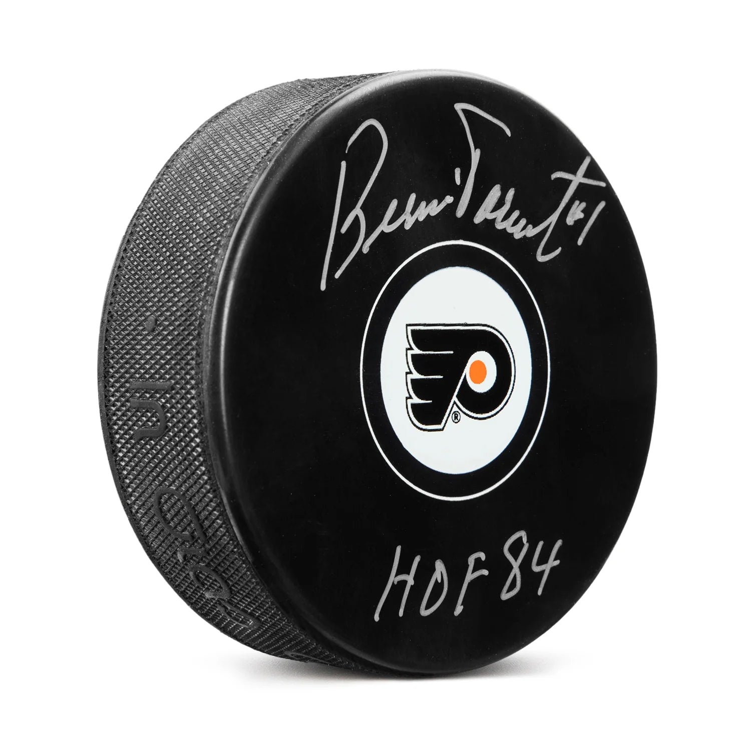 Bernie Parent Signed Philadelphia Flyers Puck with HOF Note