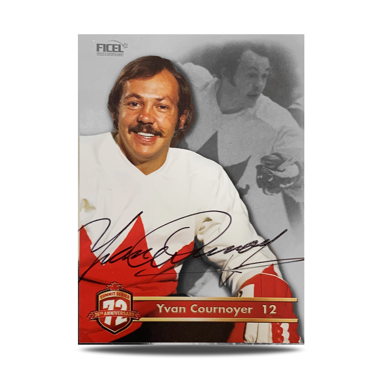 Yvan Cournoyer #12 Signed Official 35th Anniversary Team Canada 1972 Card