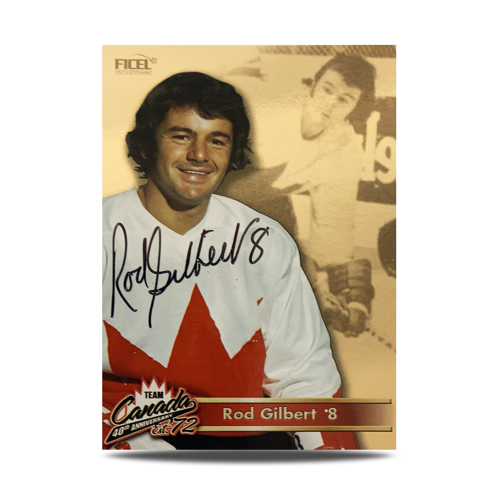 Rod Gilbert #8 Signed Official 40th Anniversary Team Canada 1972 Card