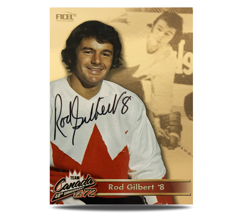 Rod Gilbert #8 Signed Official 40th Anniversary Team Canada 1972 Card