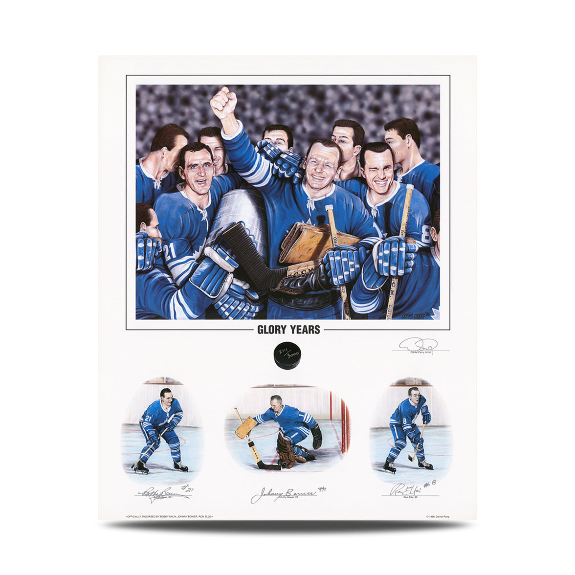 Glory Years Limited Edition Print Signed by Bobby Baun, Johnny Bower & Ron Ellis