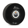 Grant Fuhr Signed Edmonton Oilers Puck with 5 Cups Note